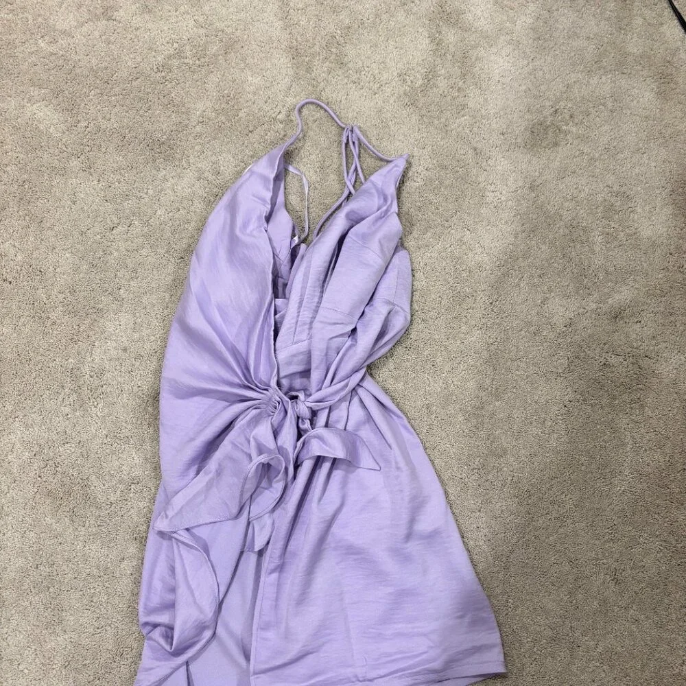 Selfie Leslie Medellin Gathered Detail Side-Tie Wrap Dress Lilac - Picture 5 of 6